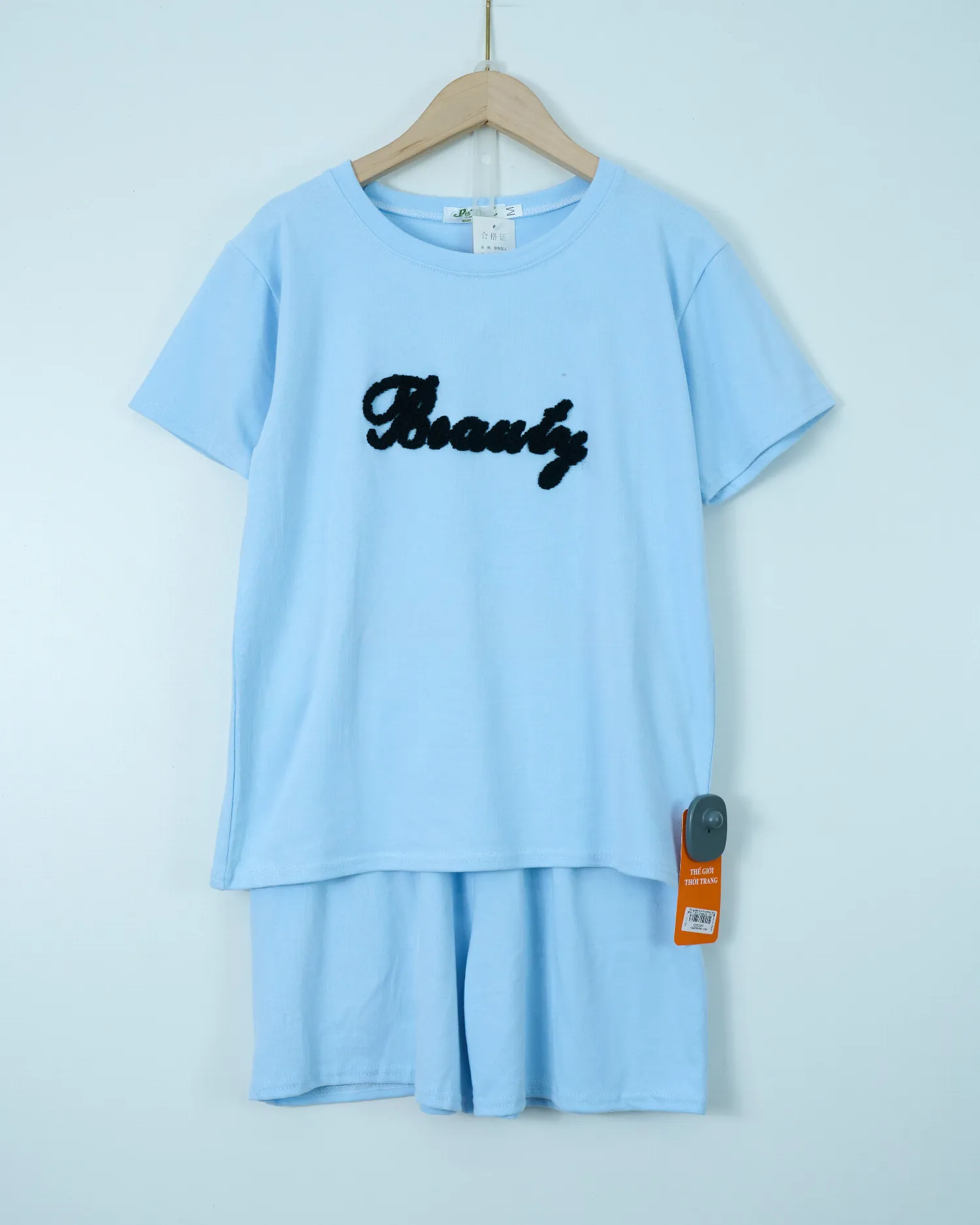 Bộ quần áo nữ cotton cộc nhỏ 17191 Xanh L   QC23
