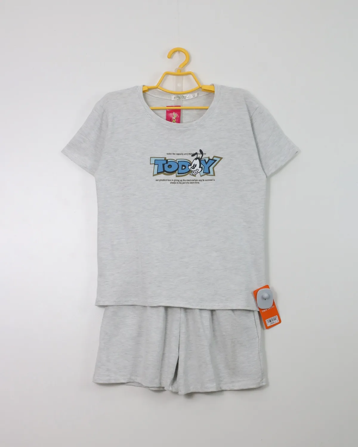 Bộ quần áo nữ cotton cộc rộng 141613 Hồng L   QC23
