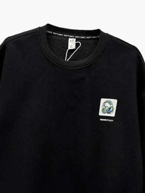 Áo nỉ nam tròn 9025 đen size 3XL. QC05