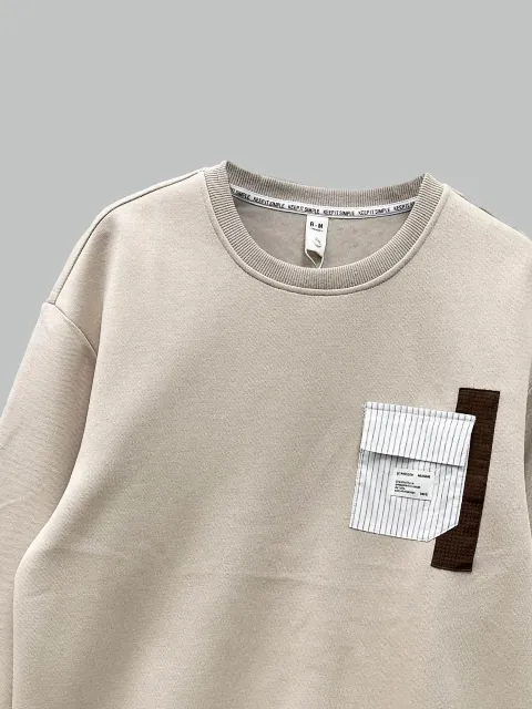 Áo nỉ nam tròn 9073 trắng size 3XL. QC05