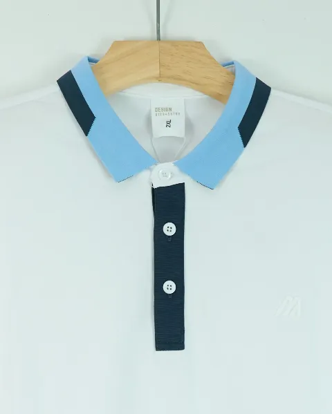 Áo phông cổ bẻ 9135  trắng size 2XL . AL11