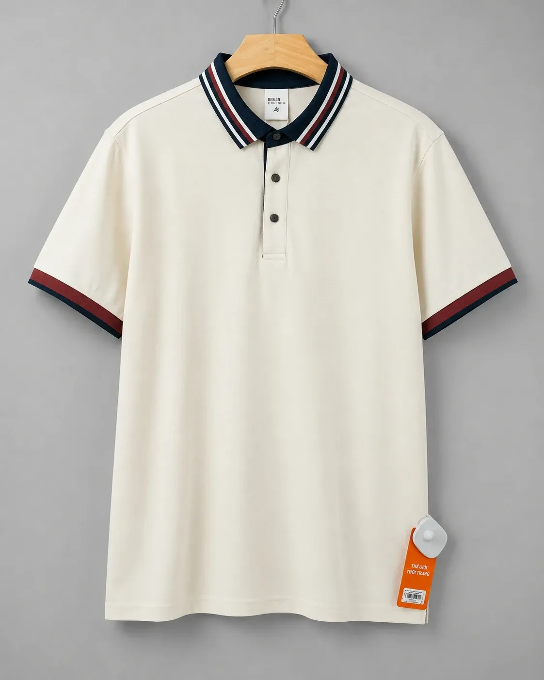 Áo phông cổ bẻ 9198 kem size XL . AL11