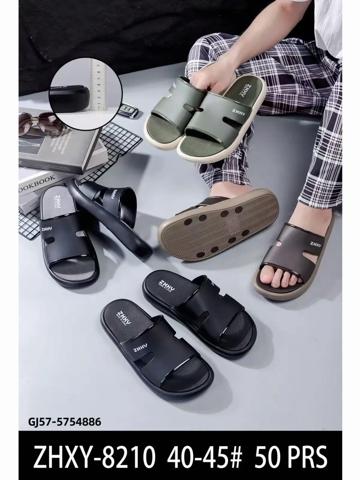 Dép lê nam 8210 ghi H05 T8 size44-45