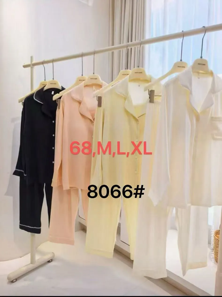 Bộ quần áo nữ dài tay lụa 8066 Hồng  F   QC.Đ19
