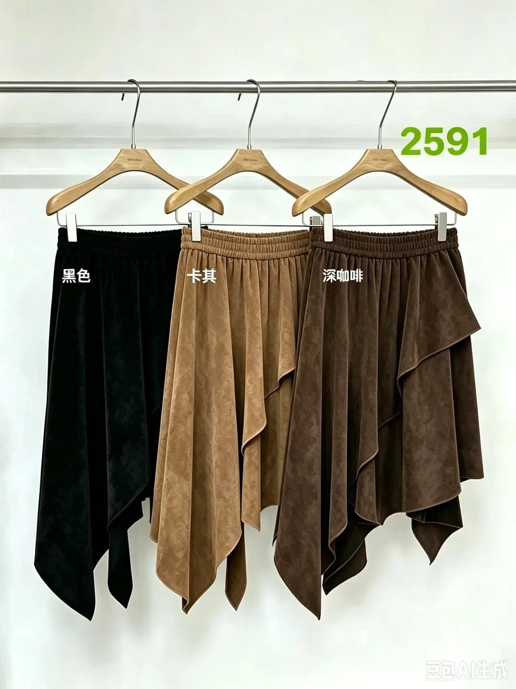 Chân váy nữ dài nhung 2591 Nâu F   QC.Đ7