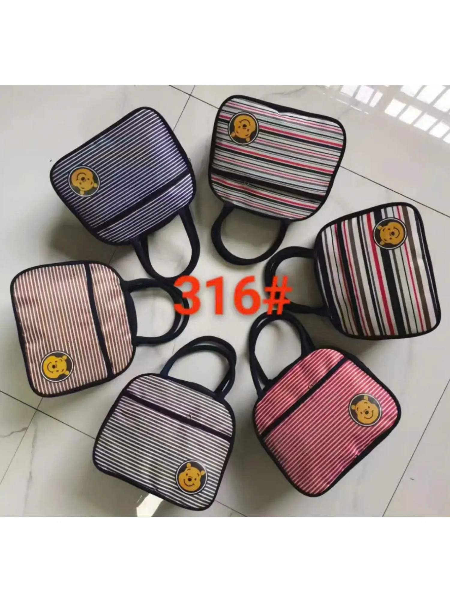 Túi dù cơm 316 kẻ ngang xanh trắng 18T8 26TC