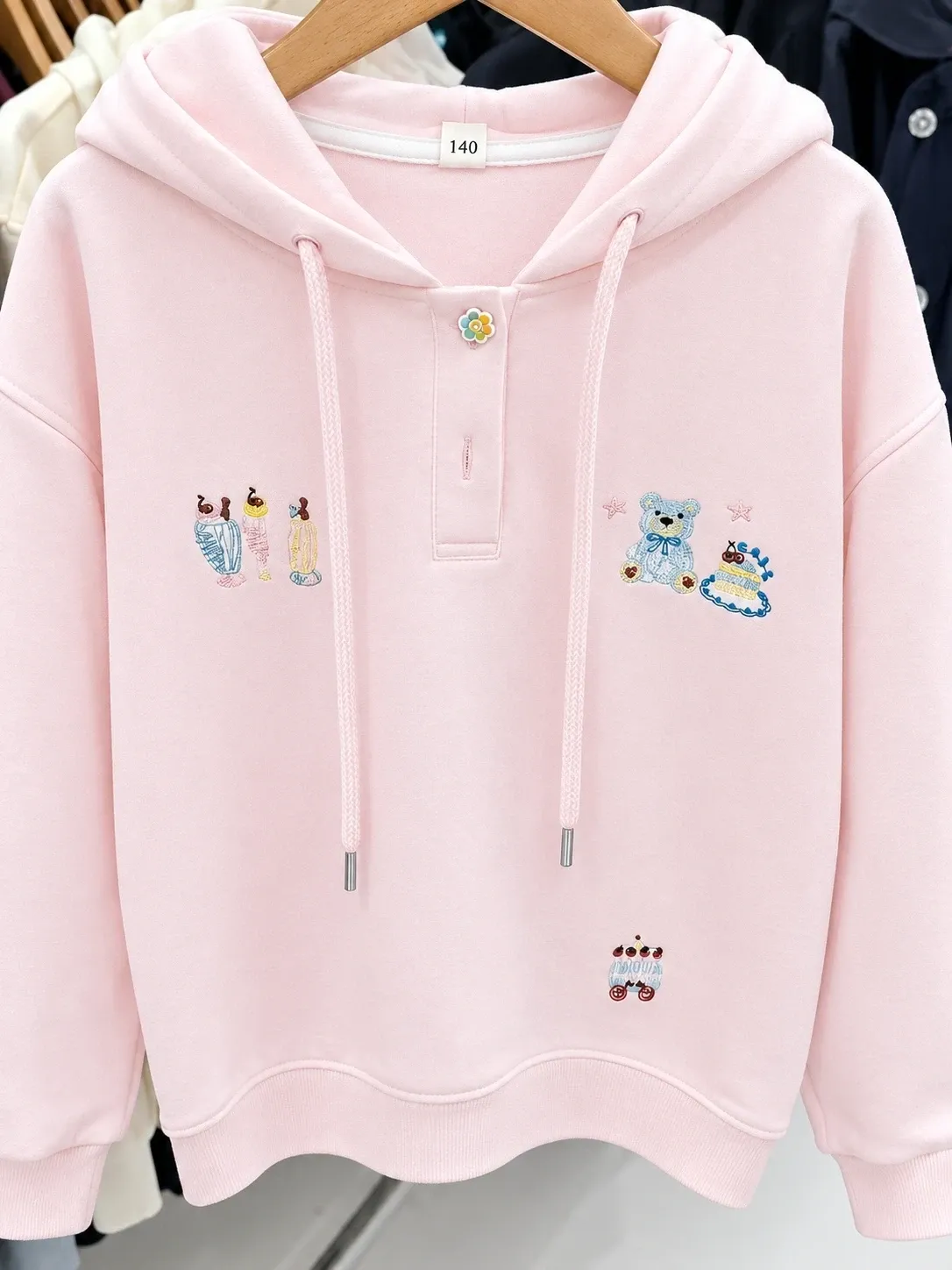 Áo dài tay trẻ em gái Q65 hồng size 150 D06.1