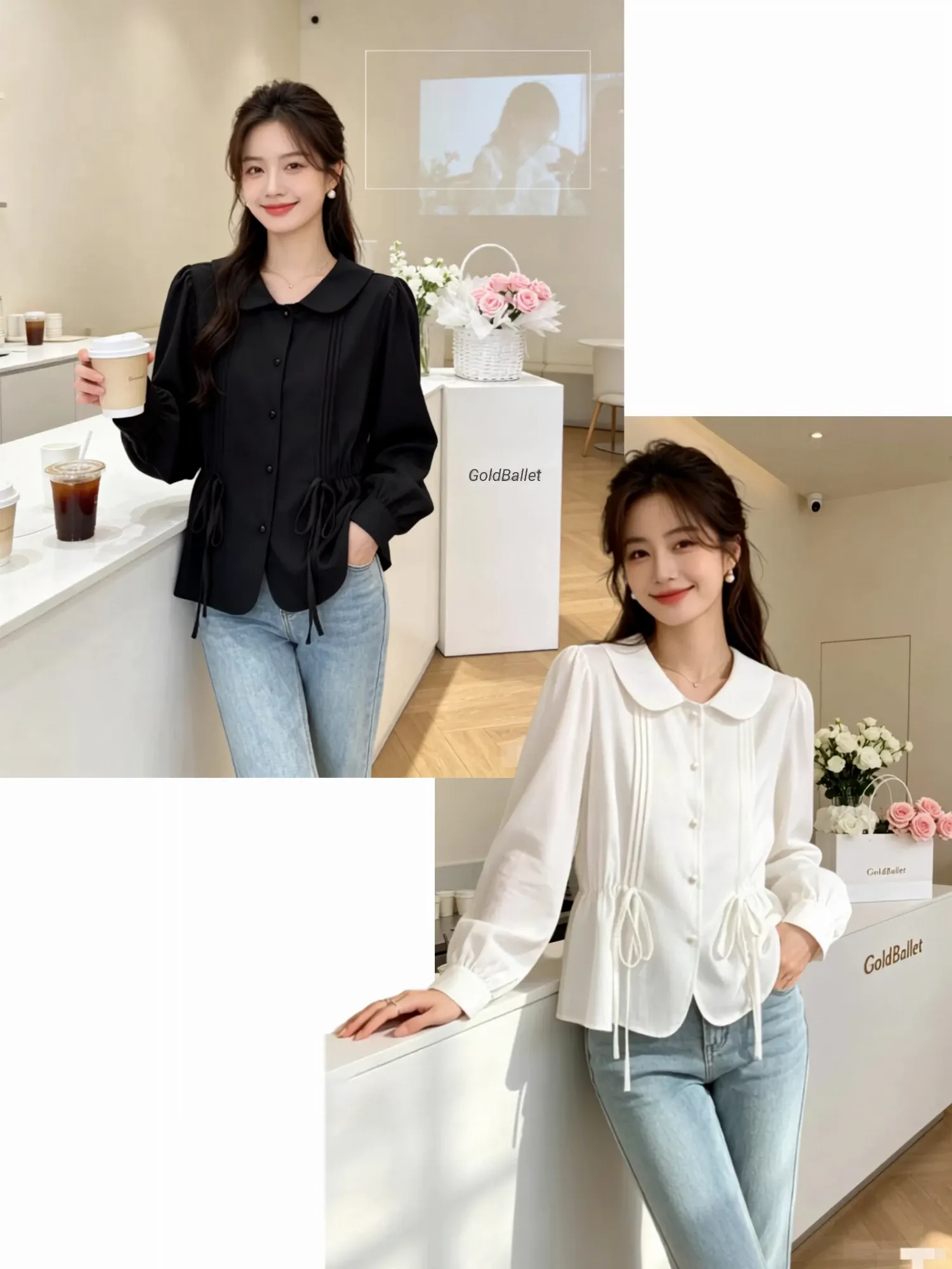 Áo kiểu dài tay nữ cổ bẻ 961 trắng 16.2026D1