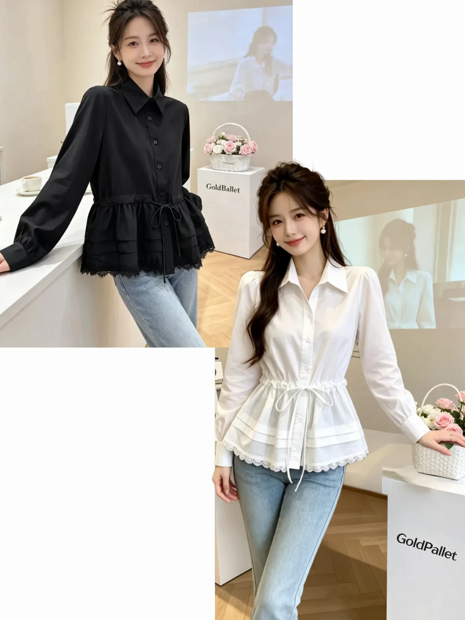 Áo kiểu dài tay nữ cổ bẻ 967 đen 16.2026D1