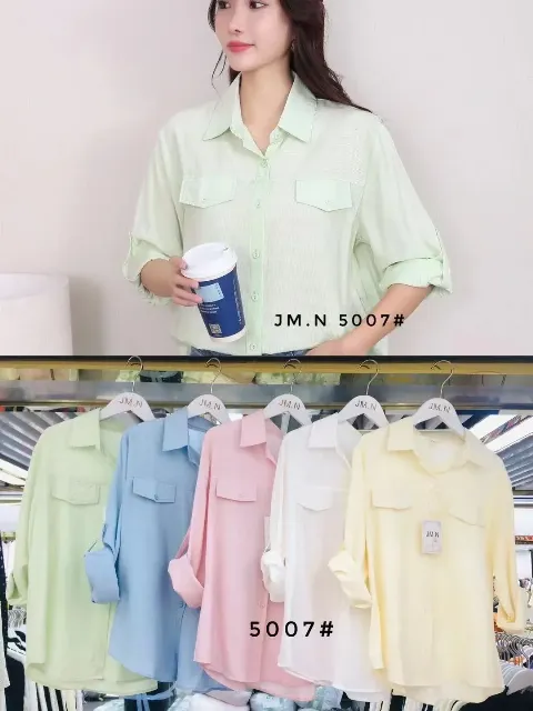 Áo sơ mi dài tay nữ kẻ 5007 hồng 25.2026D1