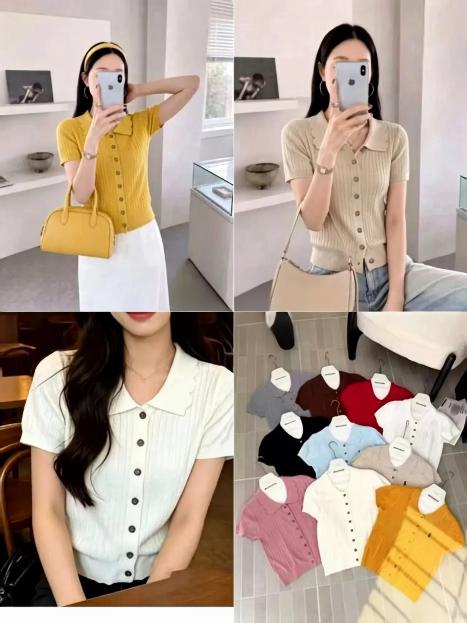 Áo len mongtoghi nữ cổ bẻ 1283 hồng 29.2026D1