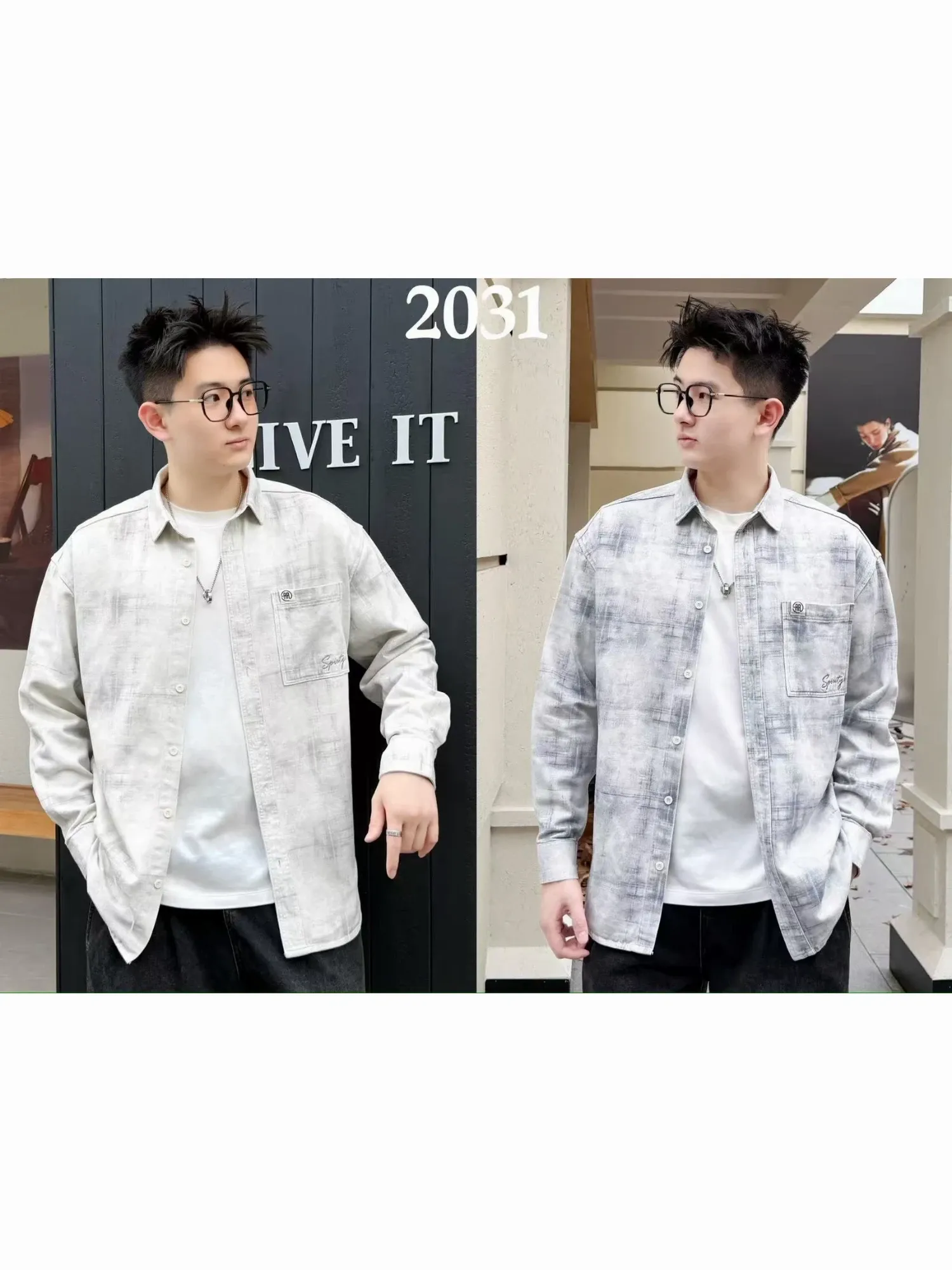 Áo sơ mi dài 2031 ghi size 2XL. LOI08