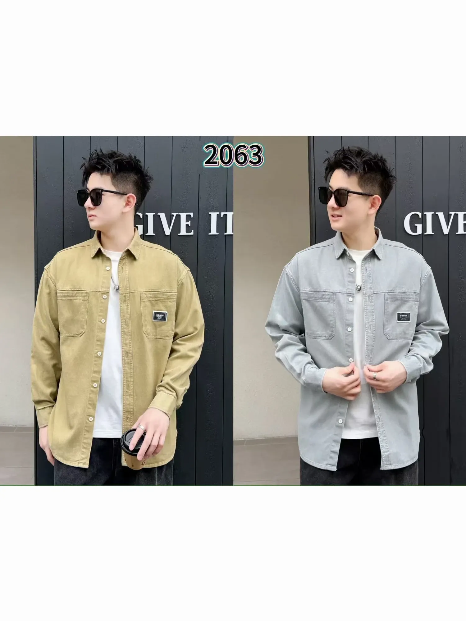 Áo sơ mi dài 2063 ghi size 2XL. LOI08
