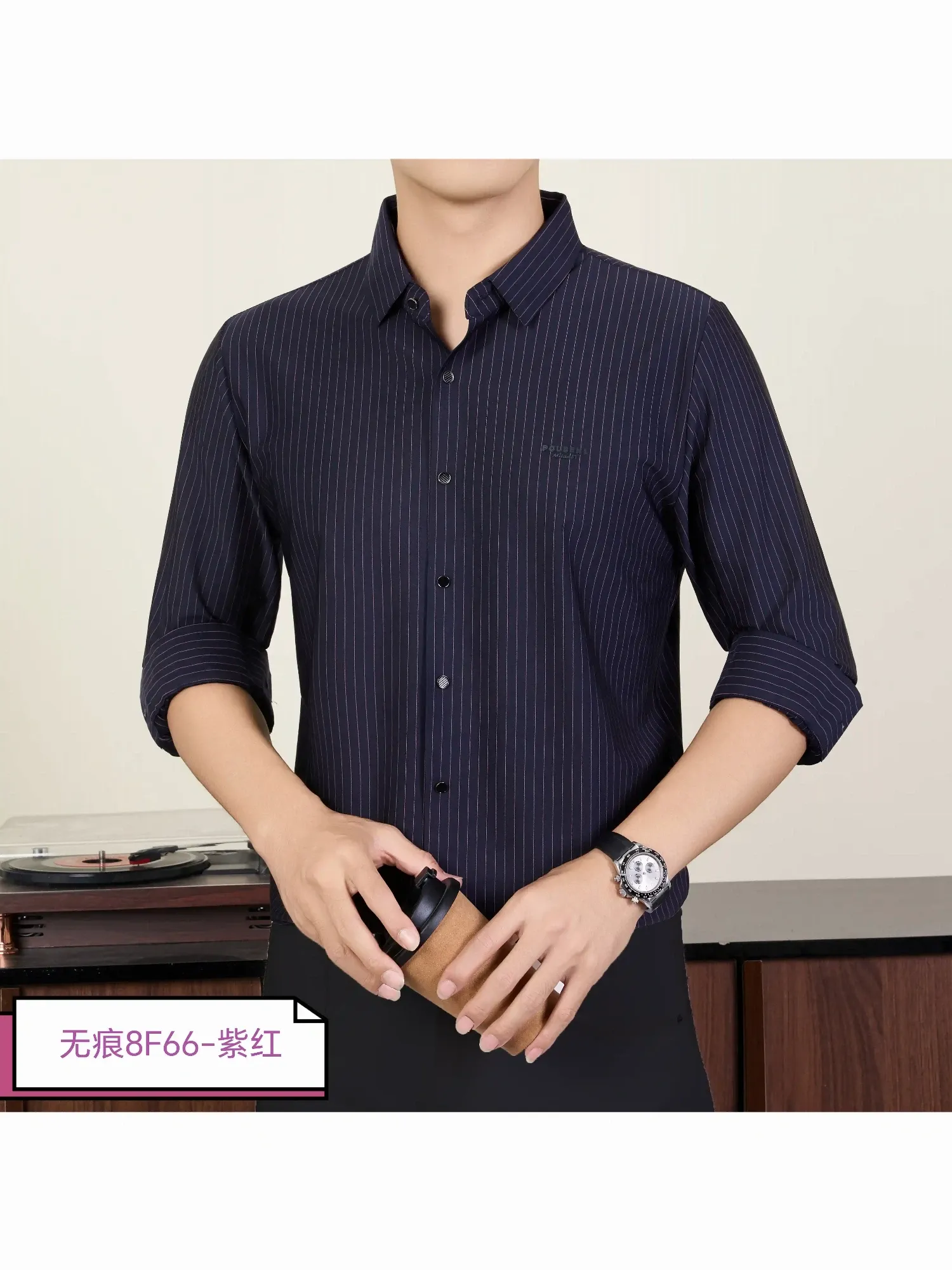 Áo sơ mi nam dài 8f66 đô size L. LOI09