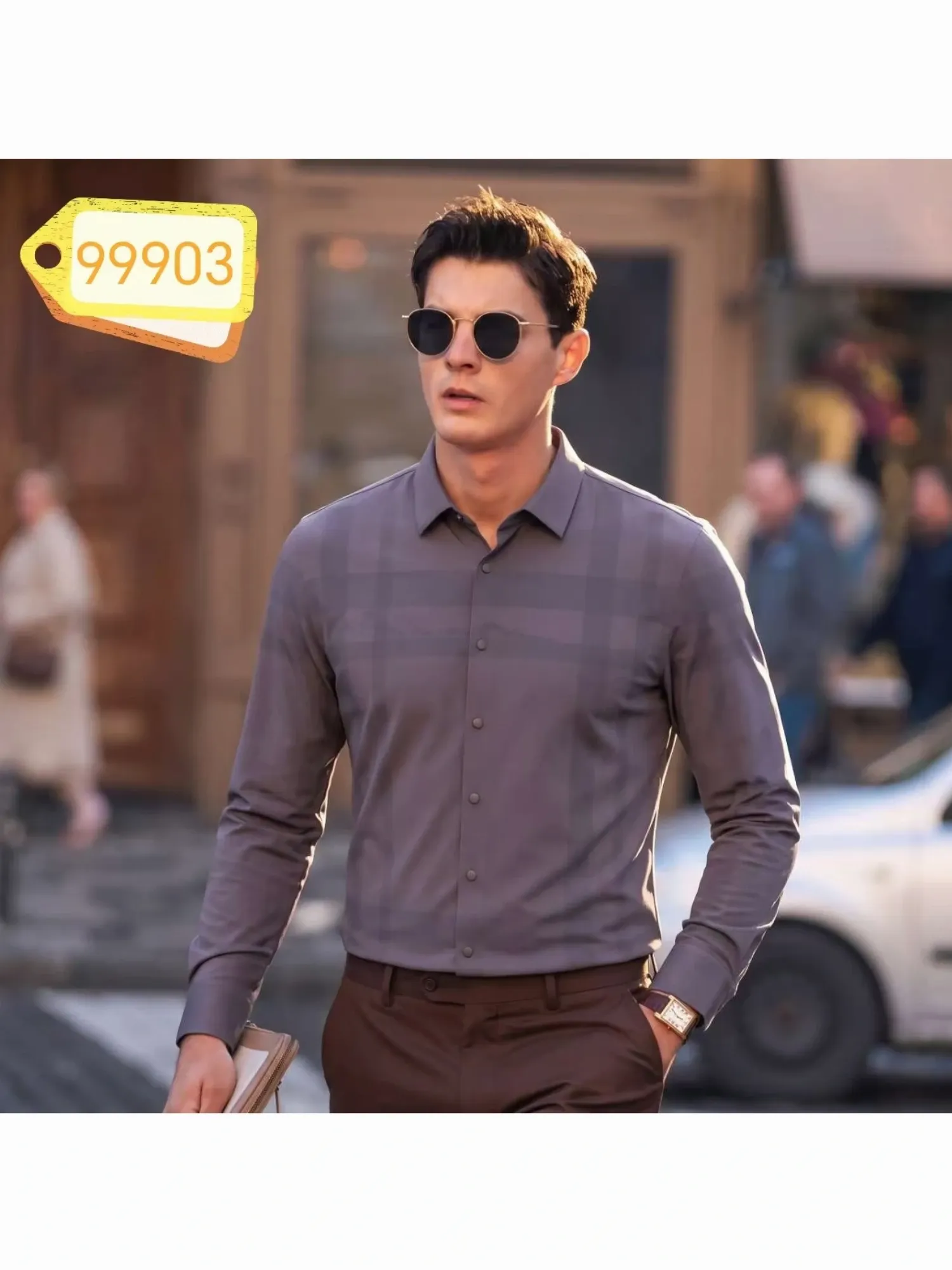 Áo sơ mi nam dài 99903 tím size 2XL. LOI09