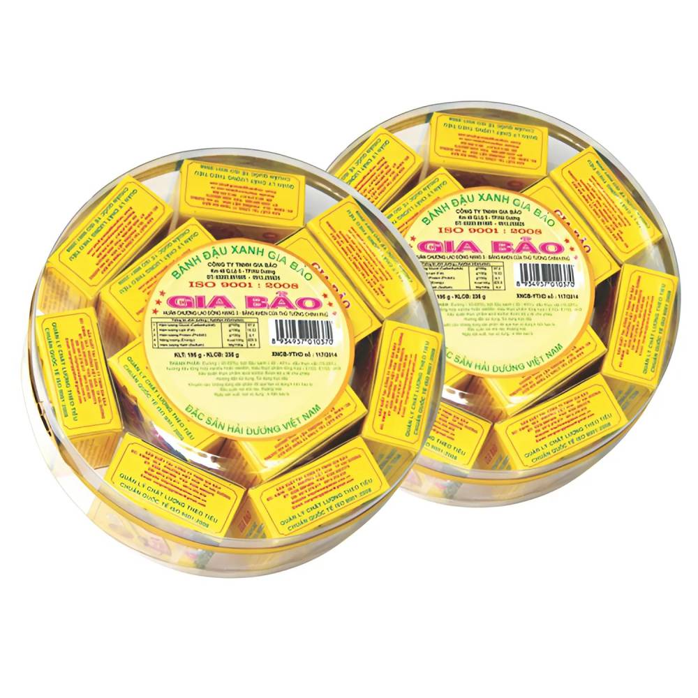 Bánh đậu xanh Gia Bảo hộp tròn 195g