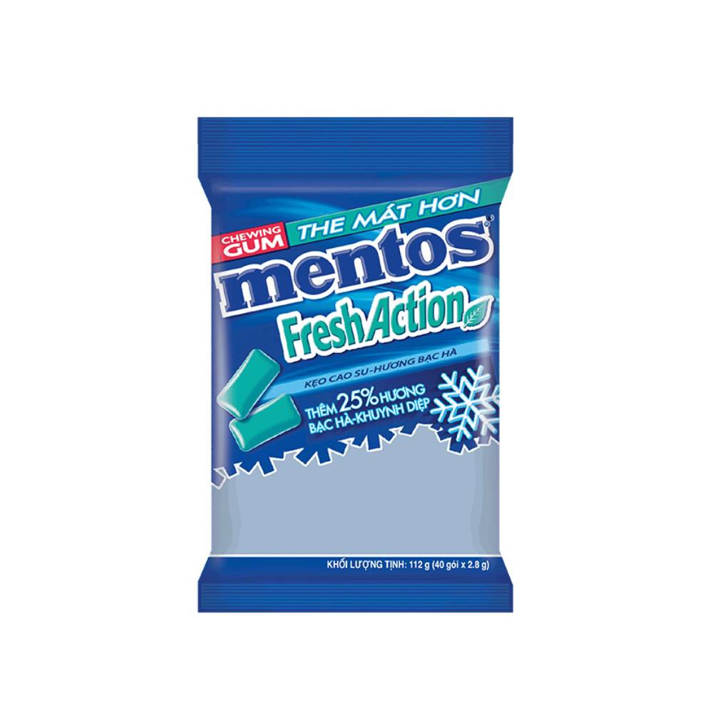 Kẹo cao su Mentos Fresh Action Menthol   112gr