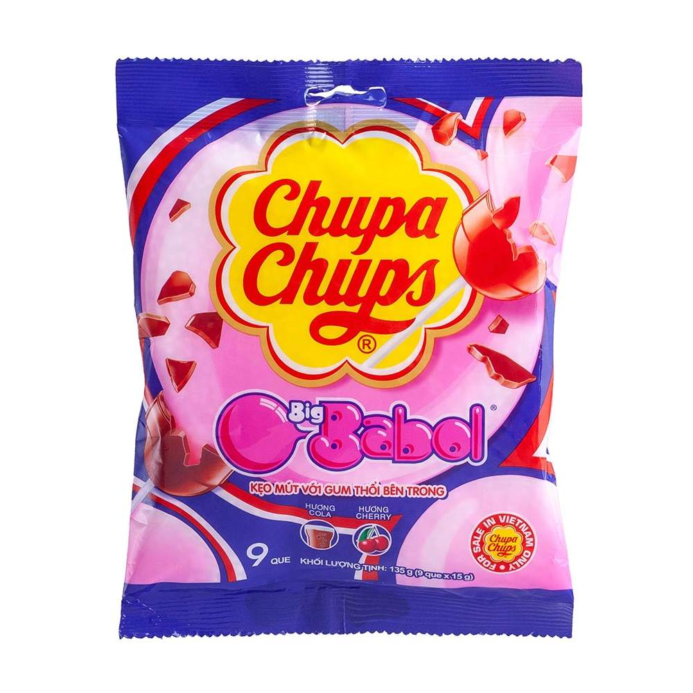 Kẹo mút  Chupa chups hương trái cây nhân gum thổi  135gr