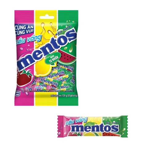 Kẹo Mentos mini cầu vồng hương trái cây 108gr/45