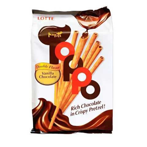 Bánh que Toppo nhân sô cô la hương vani 132gr
