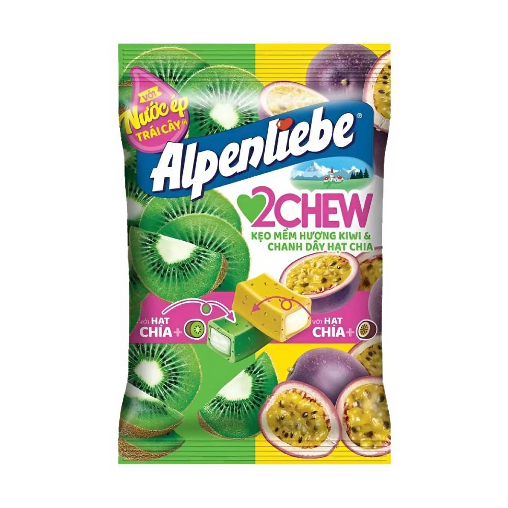 Kẹo  Alpenliebe  2Chew chanh dây hạt chia  84gr