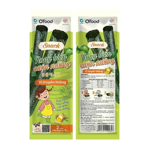 Snack rong biển cuộn nướng O Food vị truyền thống 6gr