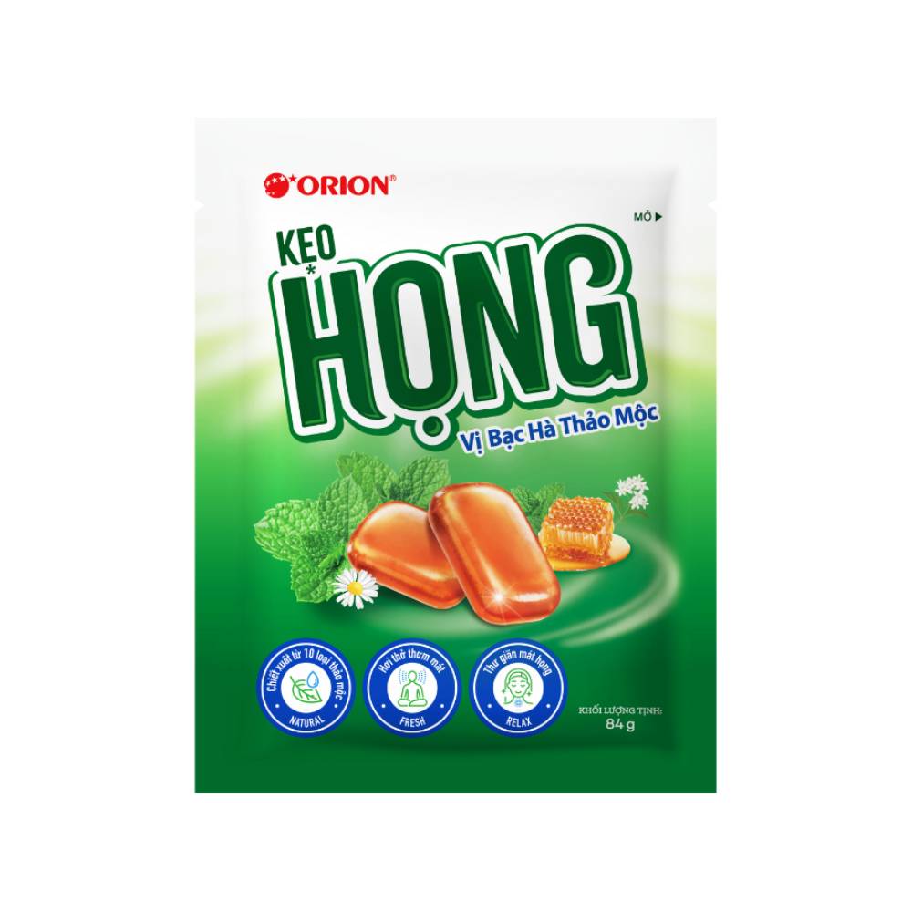 Kẹo họng vị bạc hà thảo mộc Orion 84g