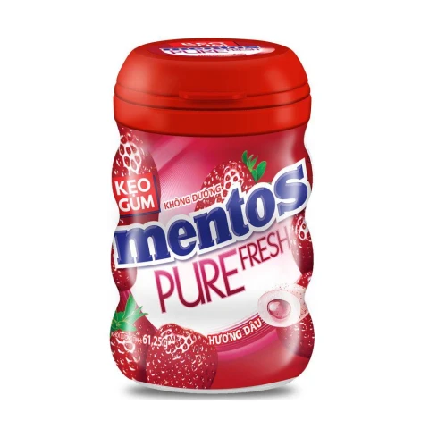 Kẹo gum  Mentos Pure Fresh vị dâu  61.25gr