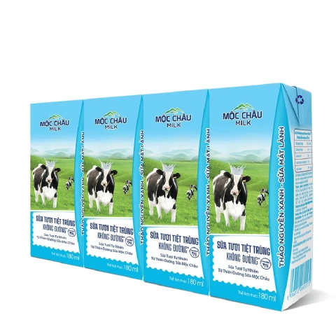 Sữa  Mộc Châu  không đường  lốc 4*180ml