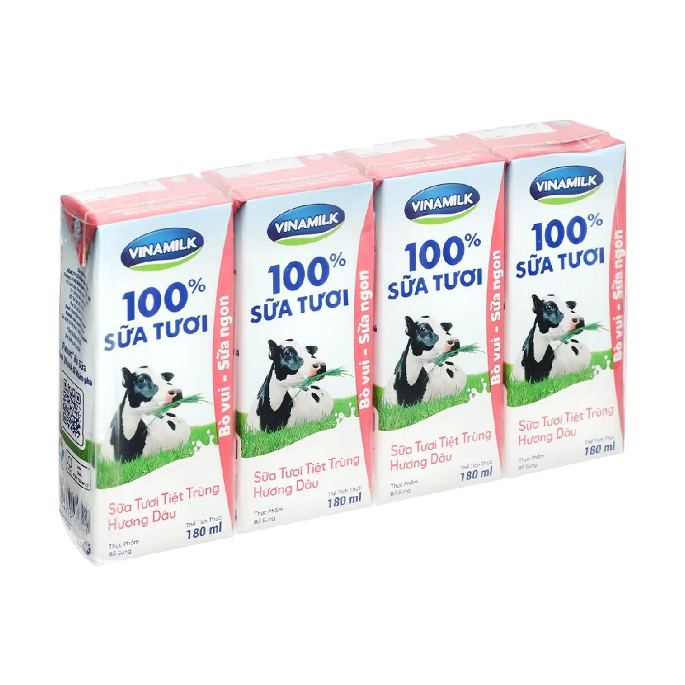 Sữa tươi tiệt trùng Vinamilk dâu lốc 4*180ml