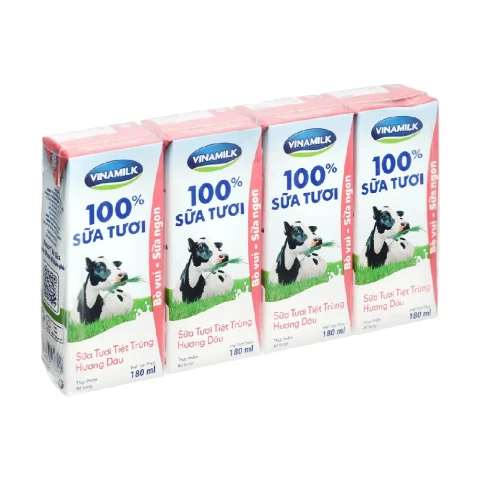 Sữa tươi tiệt trùng Vinamilk dâu lốc 4*180ml
