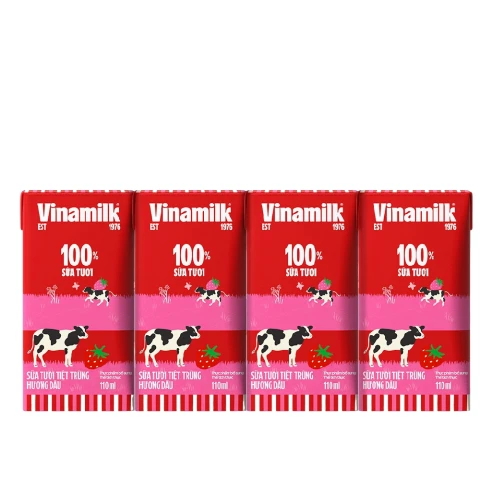Sữa tươi tiệt trùng Vinamilk đàn bò dâu lốc 4*110ml