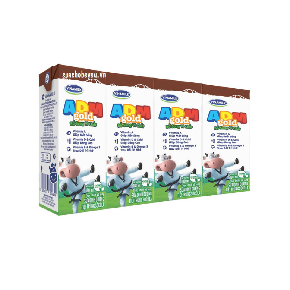 Sữa tiệt trùng Vinamilk ADM Gold socola lốc 4*180ml