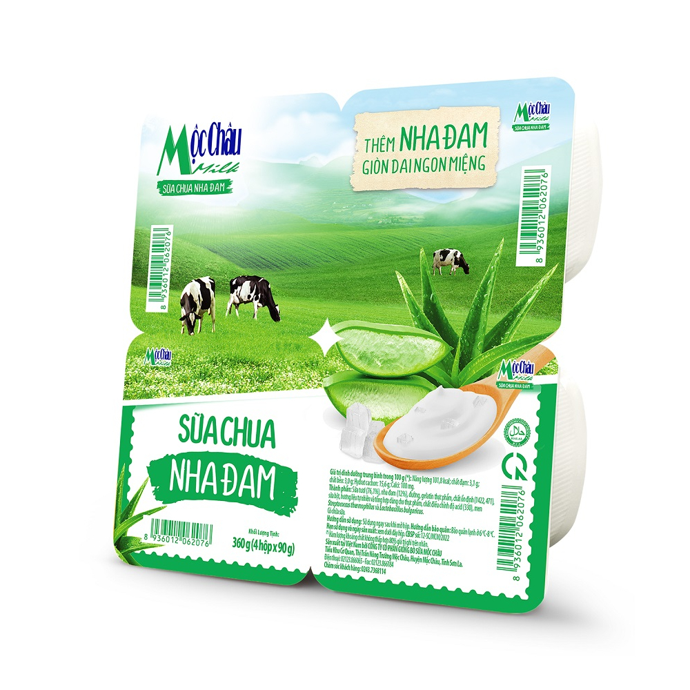 Sữa chua ăn Mộc Châu nha đam vỉ 4*90gr
