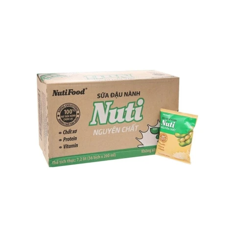 Sữa đậu nành  Nuti  nguyên chất bịch  200ml