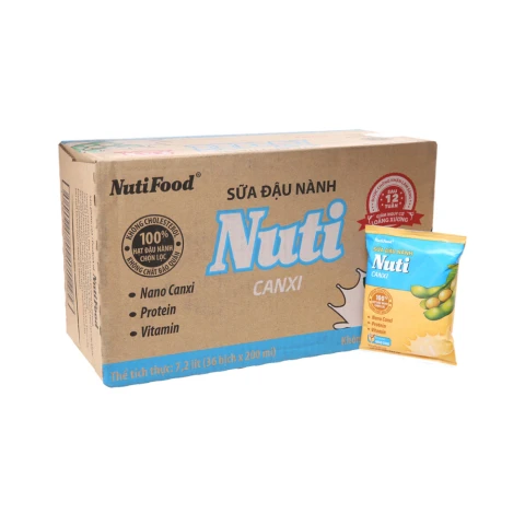 Sữa đậu nành  Nuti Canxi  bịch 200ml