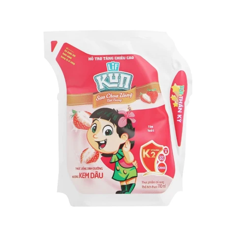 Sữa chua uống LiF Kun hương kem dâu túi 110ml
