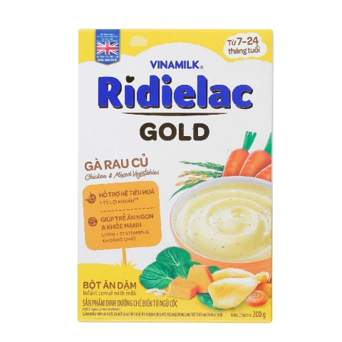 Bột ăn dặm Ridielac gà rau củ VNM HG 200g/24