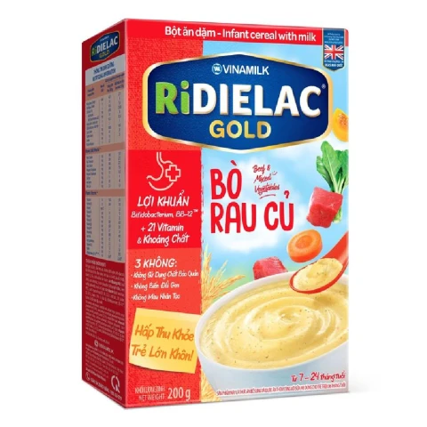 Bột ăn dặm Ridielac bò rau củ VNM HG 200g/24