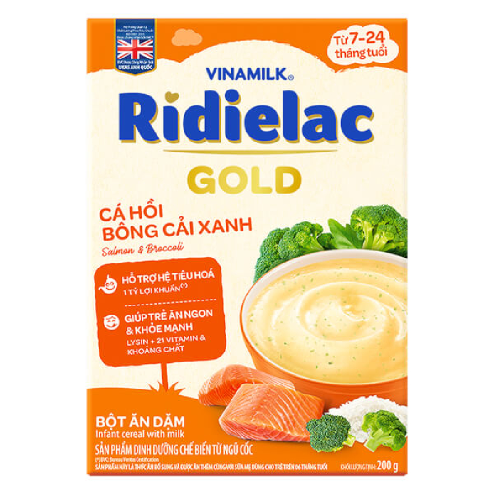 Bột ăn dặm Ridielac gold cá hồi bông cải xanh 200gr