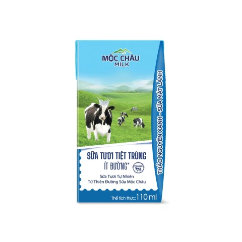 Sữa tươi tiệt trùng Mộc Châu ít đường lốc 4*110ml