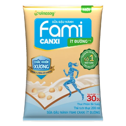Sữa đậu nành Fami canxi ít đường bịch 200ml/40