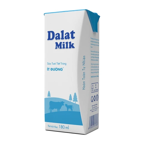 Sữa tươi tiệt trùng Dalat milk ít đường lốc 4*180ml
