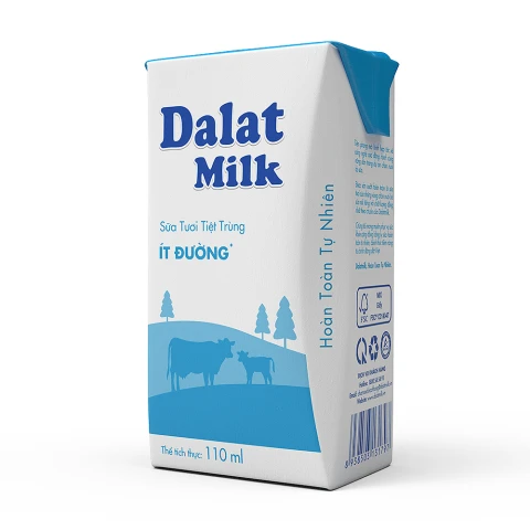 Sữa tươi tiệt trùng Dalat milk ít đường lốc 4*110ml