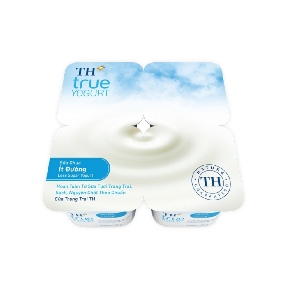 Sữa chua ăn TH True Yogurt ít đường vỉ 4*100gr