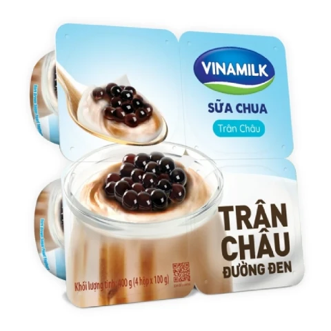 Sữa chua ăn Vinamilk trân châu đường đen lốc 4*110ml