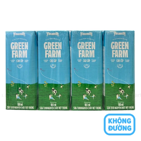 Sữa tươi tiệt trùng Green Farm không đường lốc 4*180ml