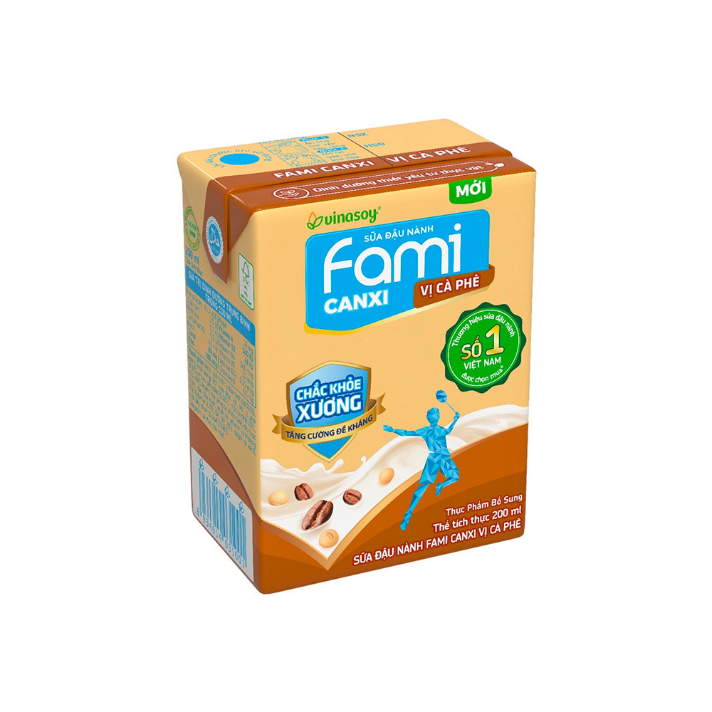 Sữa đậu nành  Fami Canxi  vị cà phê  lốc 6*200ml