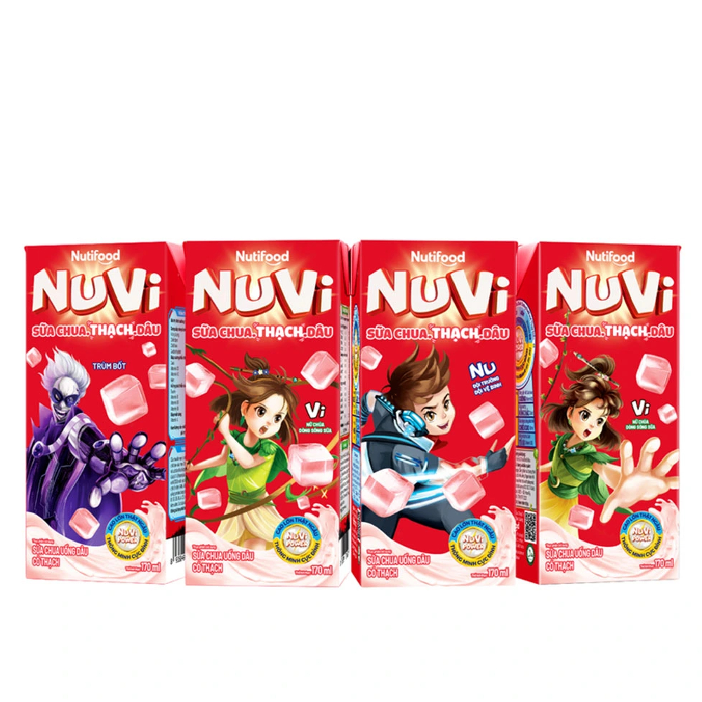 Sữa trái cây hương dâu Nuvi có thạch  lốc 4*170ml