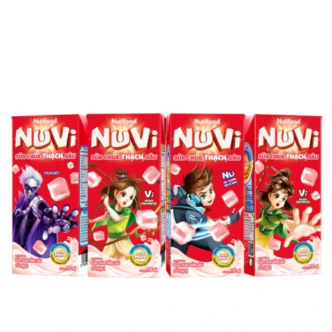 Sữa trái cây hương dâu Nuvi có thạch  lốc 4*170ml